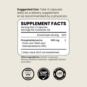 Newt Phosphatidylserine Supplement 600M - Brain Food, Neural Function and Stress Support 120 Capsules