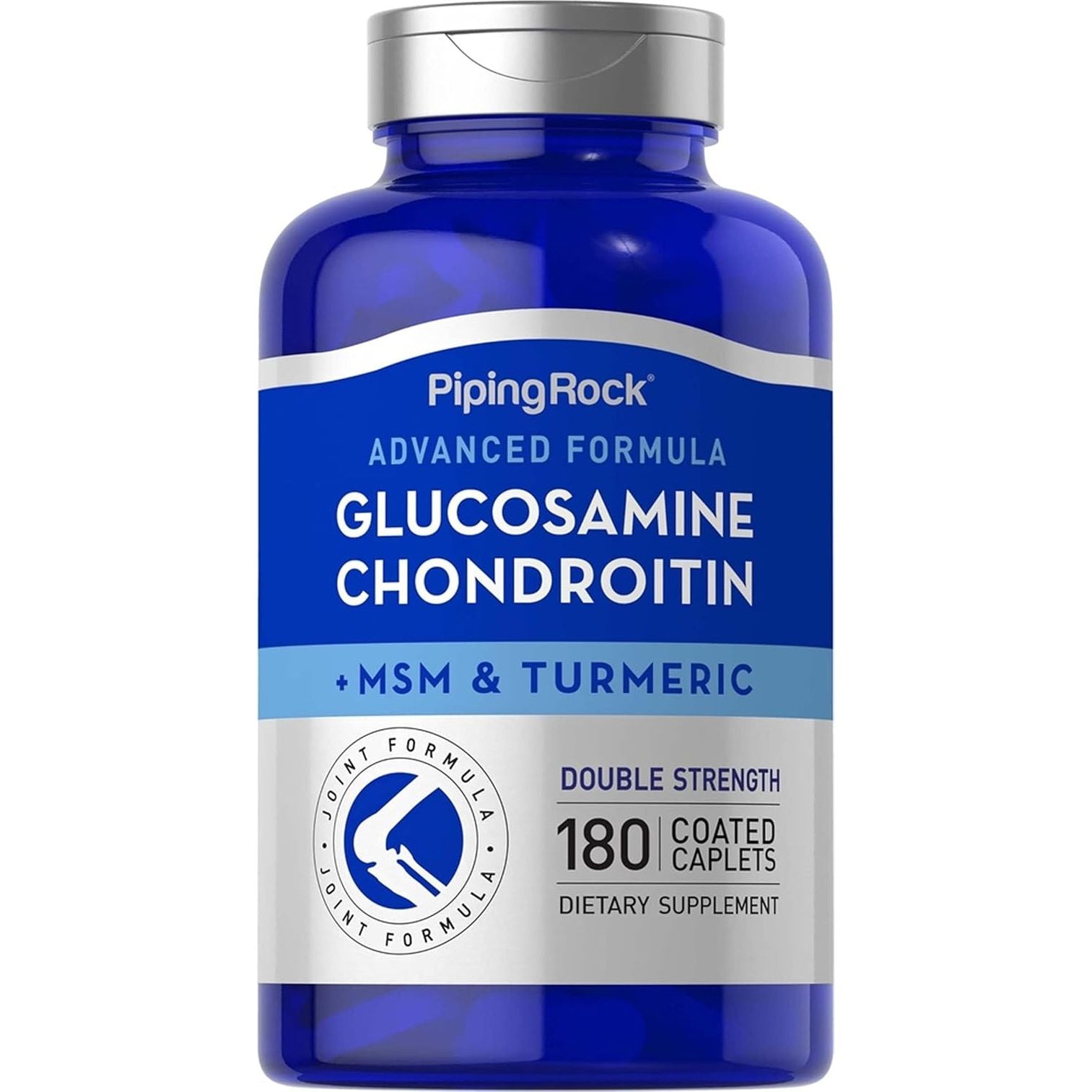 Piping Rock Glucosamine Chondroitin MSM plus Turmeric | 180 Coated Caplets