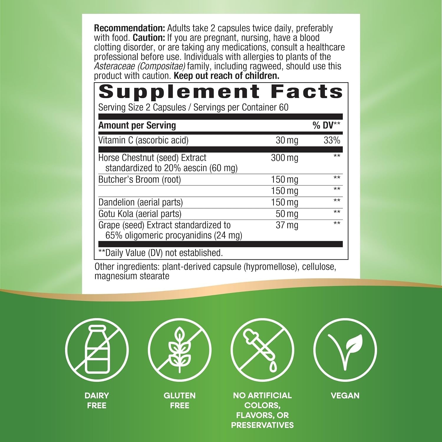 Nature'S Way Leg Veins, Supports Healthy Leg Vein Strength*, 120 Vegan Capsules