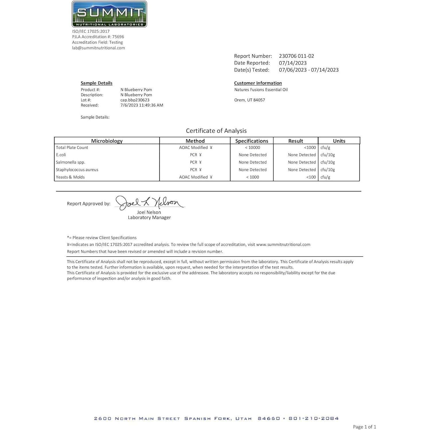 Nature'S Fusions Nutri Organic Supplement 1300Mg - with 800Mg 10:1 Blueberry Extract & 500Mg 10:1 Pomegranate Extract - USDA Organic - 60 Capsules