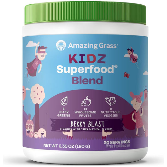 Amazing Grass Kidz Superfood: Organic Greens, Fruits, Veggies, Beet Root Powder & Probiotics for Healthy Kids, 30 Servings