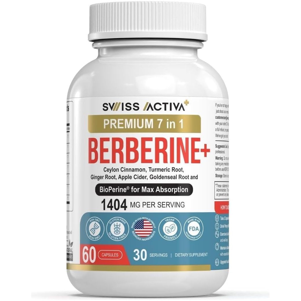 Organic Berberine 7-In-1 Supplement with Bioperine | 1025Mg | 30-Days Supply