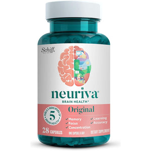 NEURIVA Original Decaffeinated Clinically Tested Nootropic Brain Supplement for Memory, Focus & Concentration 28Ct Capsules