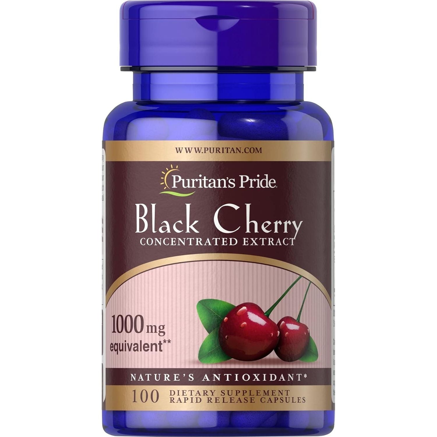 Puritan'S Pride Black Cherry Concentrated Extract 250 Mg (1000Mg Equivalent) for General Wellness and Healthy Lifestyle*, 50 Servings