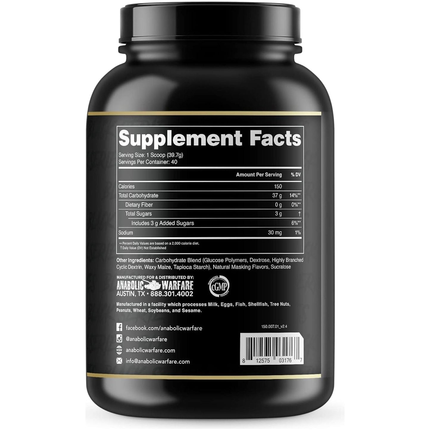 Anabolic Warfare Glyco Surge - Glycogen Supplement Performance Carbs to Help Lean Muscle Growth (40 Servings)