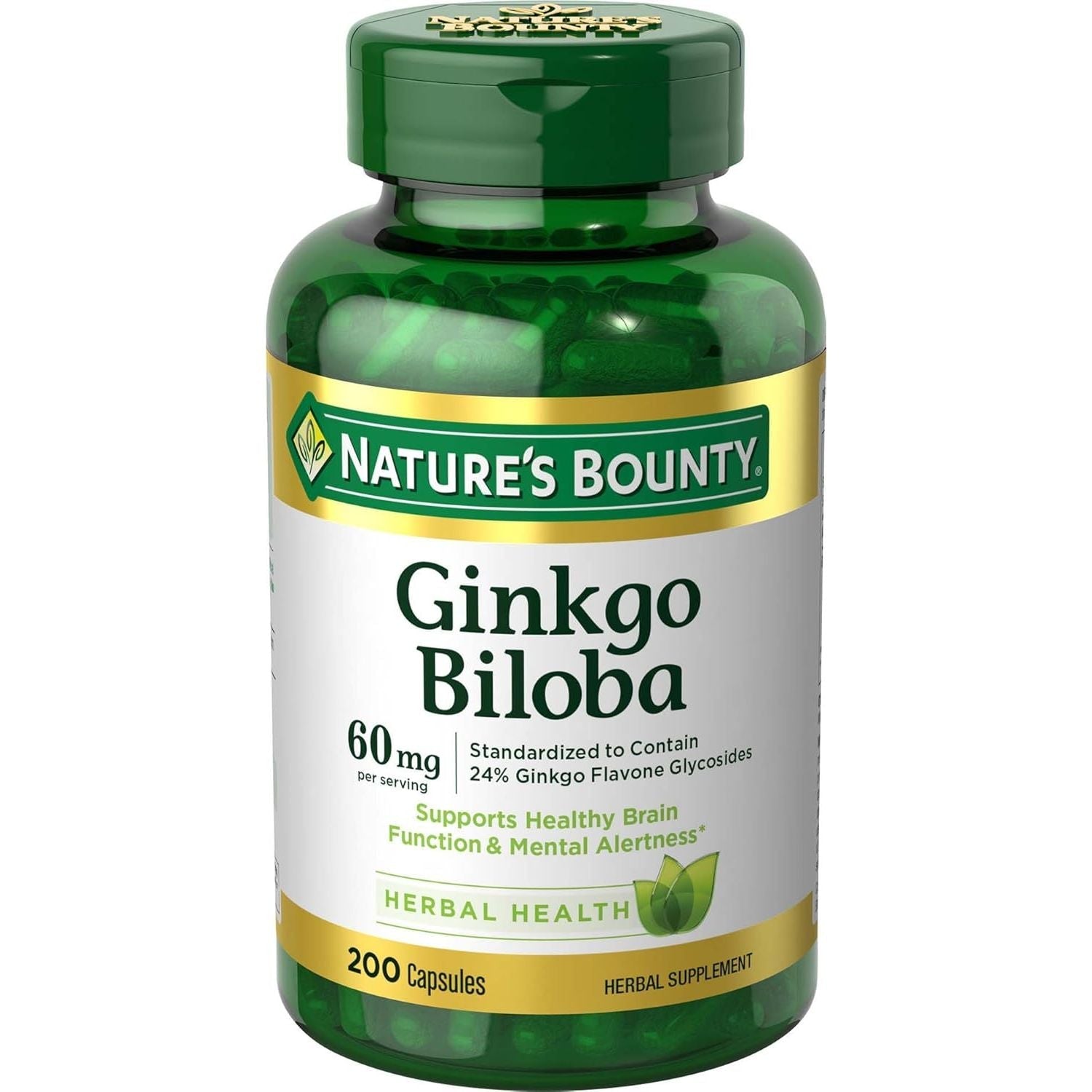 Nature'S Bounty Ginkgo Biloba, Supports Healthy Brain Function, Herbal Supplement, 60 Mg, 200 Capsules