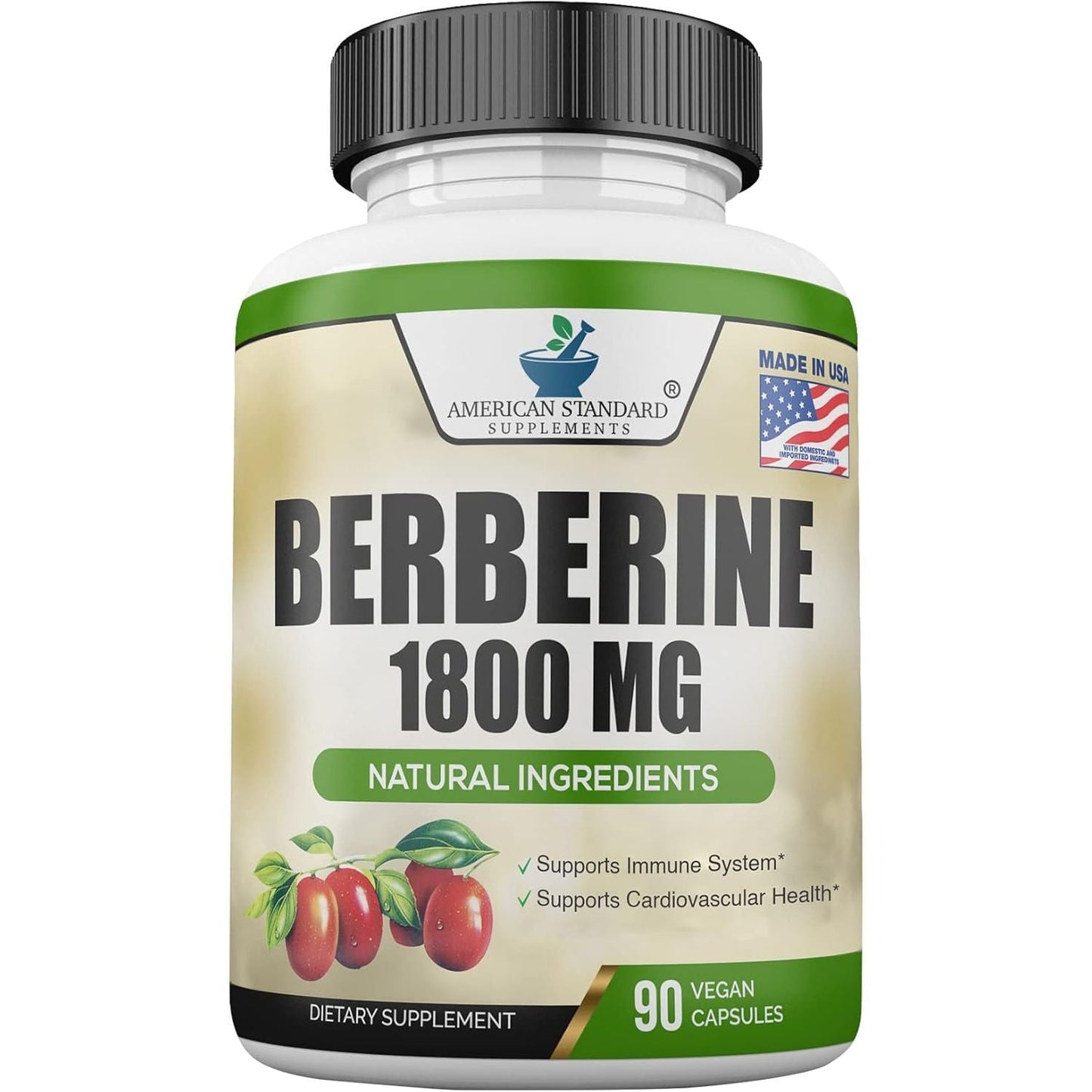 Berberine Supplement 1800Mg - Supports Immune System, High Potency Berberine Hydrochloride 90 Capsules