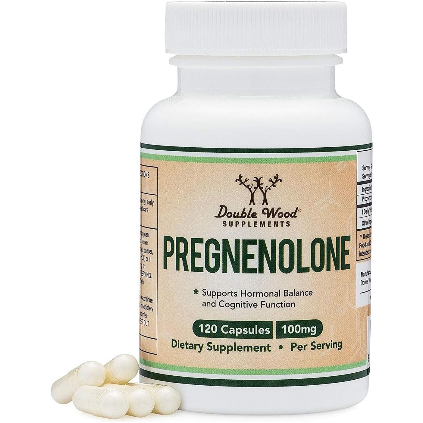Pregnenolone 100Mg per Serving - Third Party Tested - 120 Capsules by Double Wood
