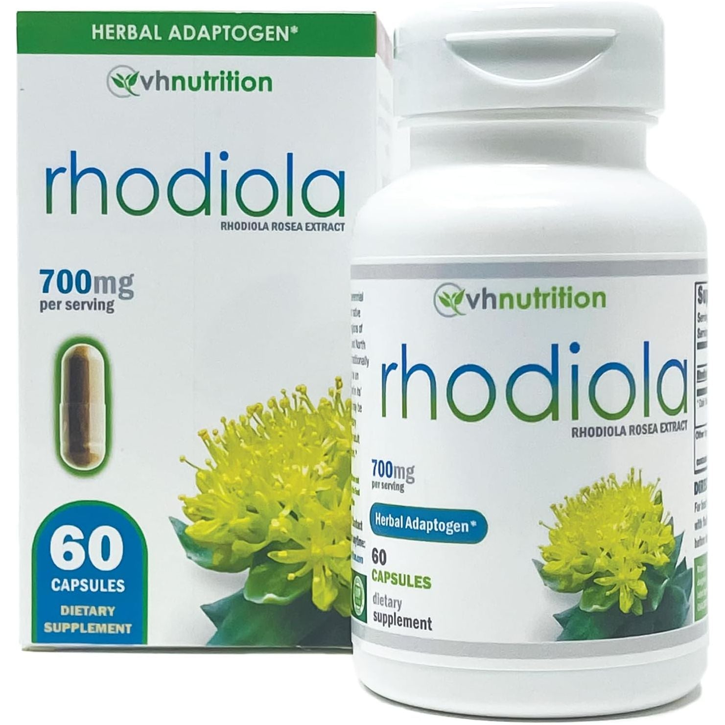 VH Nutrition RHODIOLA | Rhodiola Rosea Supplement | 3% Salidrosides Standardized Extract | 60 Capsules