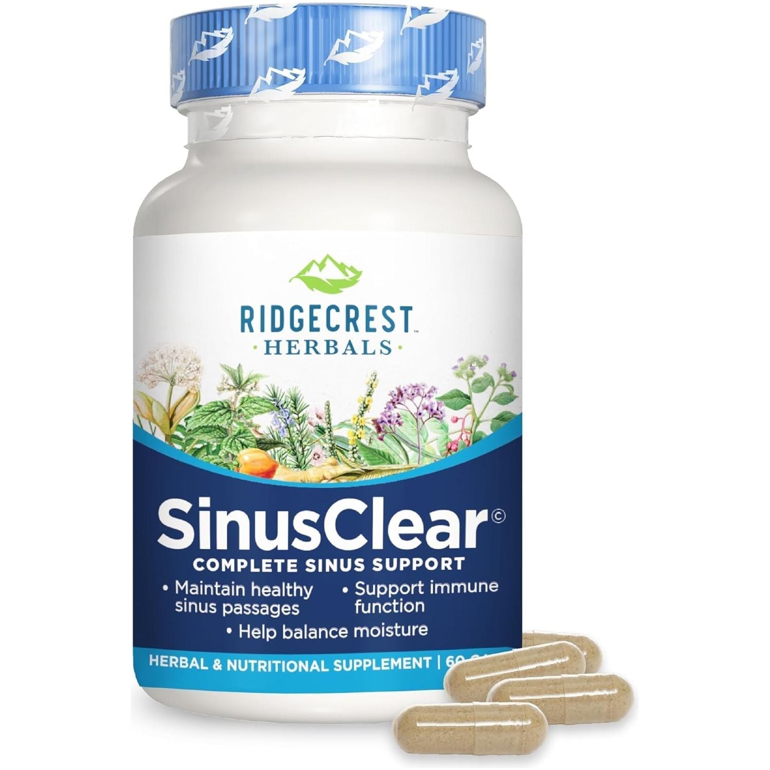 Ridgecrest Herbals Sinusclear, Complete Formula for Sinus and Nasal Health (60 Veg Caps)