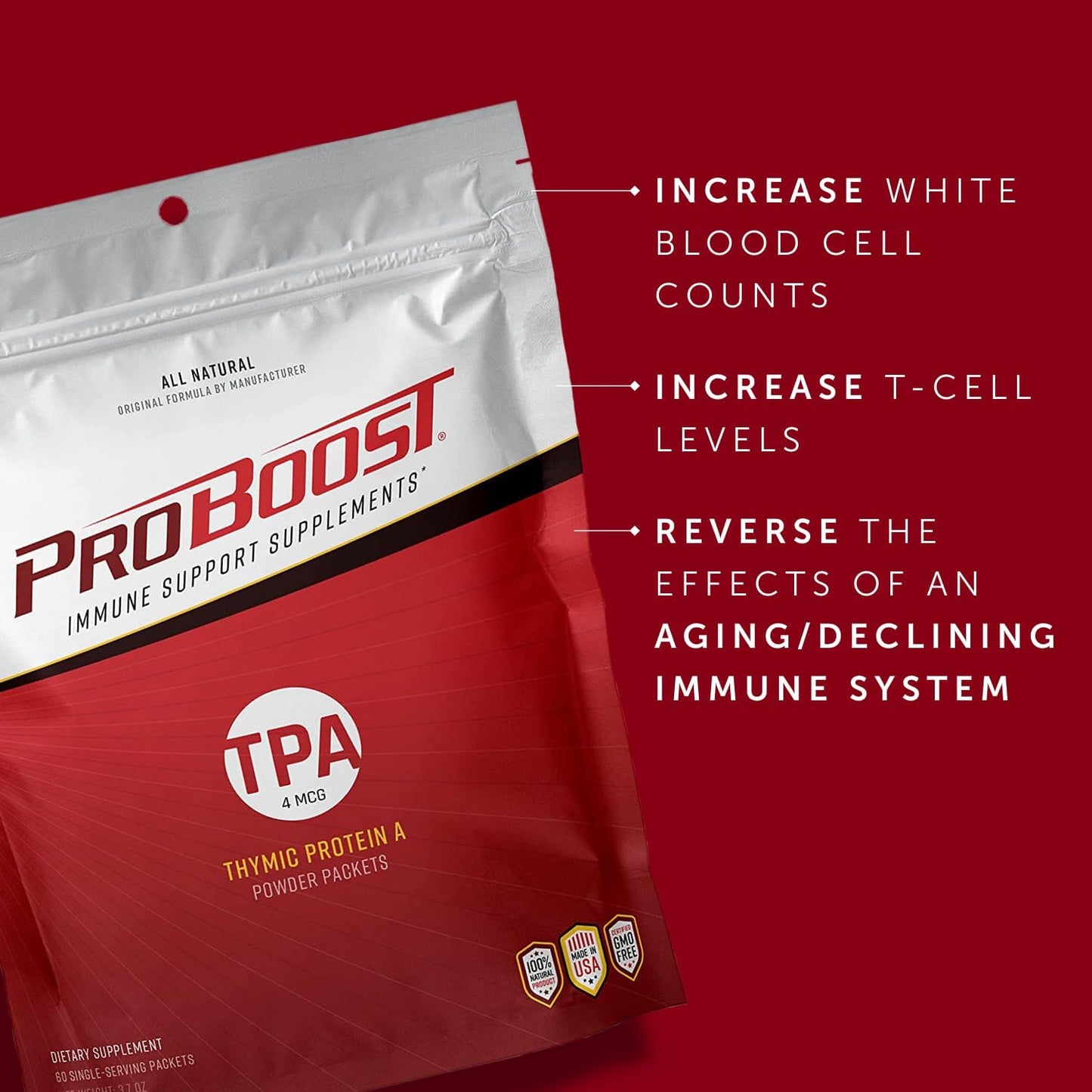 4 Mcg Thymic Protein a (TPA) Powder - Immune Regulation and Support Supplement - 60 Packets