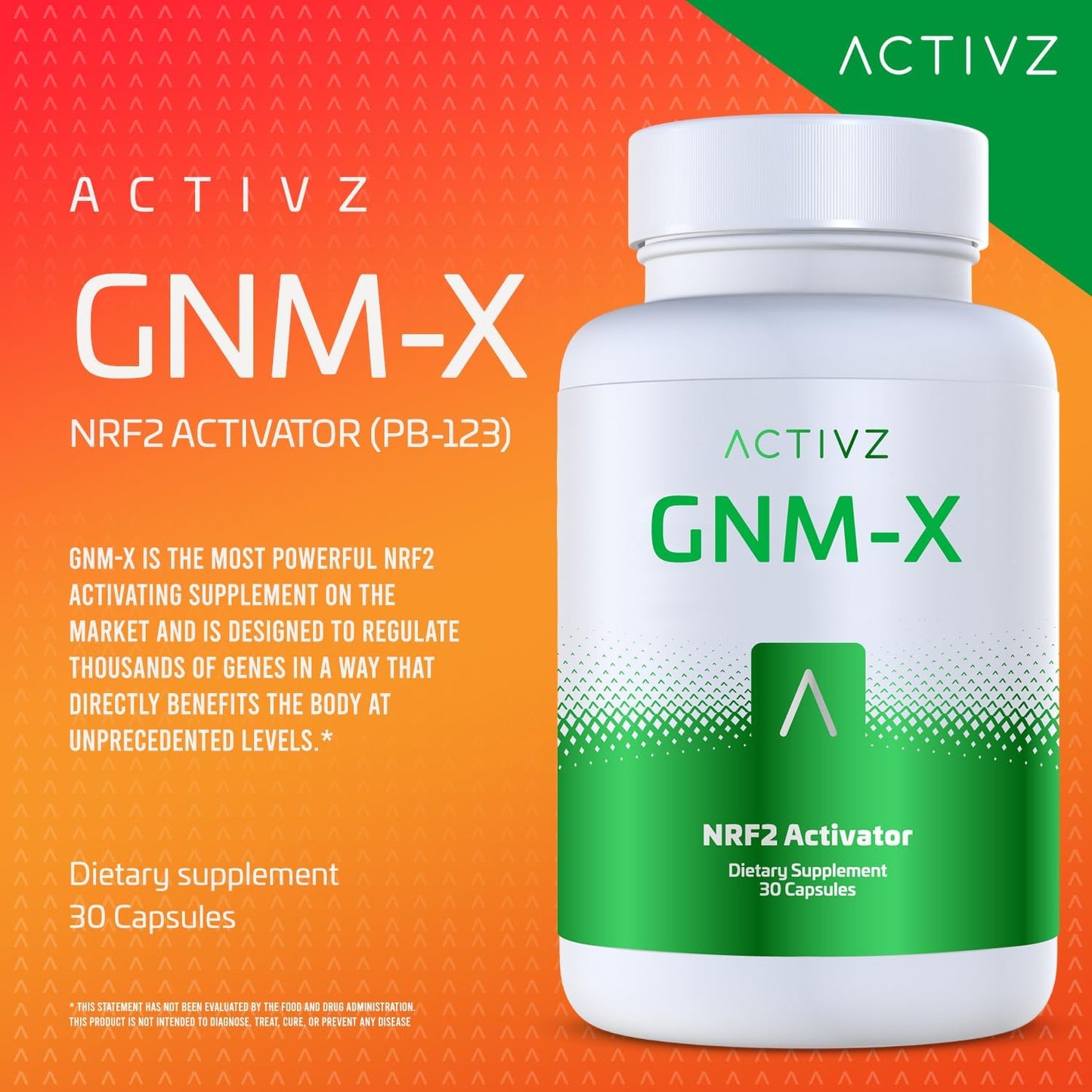 ACTIVZ GNM-X - Nrf2 Activator for Genetic Cellular Defense and Enhanced Well-Being 30 Capsules