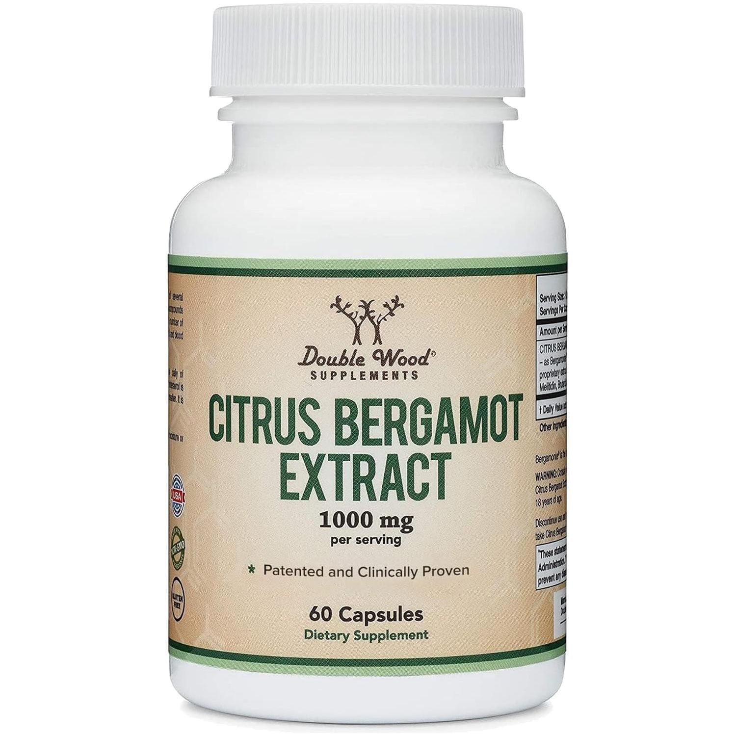 Citrus Bergamot Supplement - 1,000Mg Servings (Sourced from Italy) (60 Capsules) by Double Wood