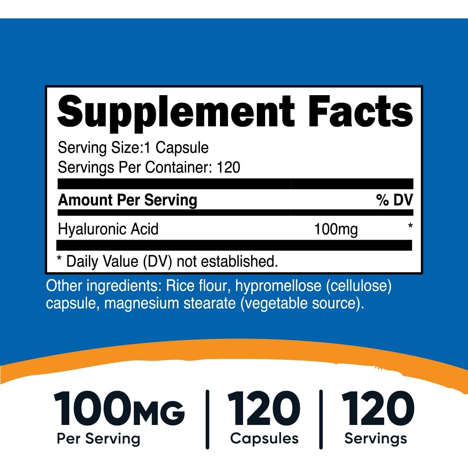 Nutricost Hyaluronic Acid Capsules 100Mg,120 Vegetarian Capsules - Gluten Free, Non-Gmo