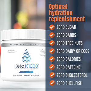 Hi-Lyte Keto K1000 Electrolyte Powder | Unflavored | Hydration Supplement Drink Mix 50 Servings