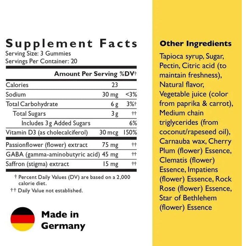 RESCUE Bach plus Mood & Stress Support Gummies with Passionflower, GABA, Saffron & Vitamin D, 60 Count