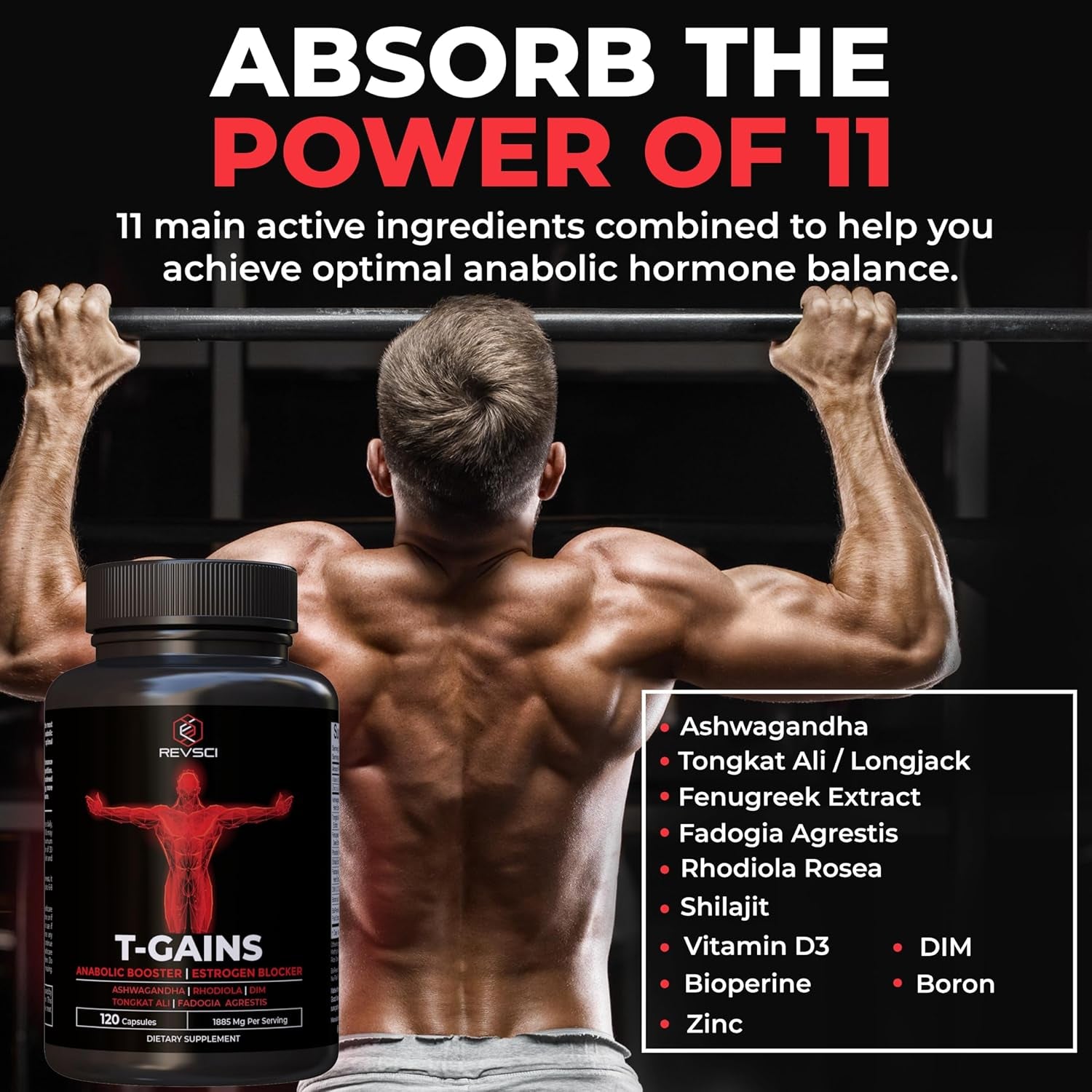 Anabolic Booster & Muscle Builder for Men, Total GAINS Muscle Growth & Estrogen Blocker 120 Count