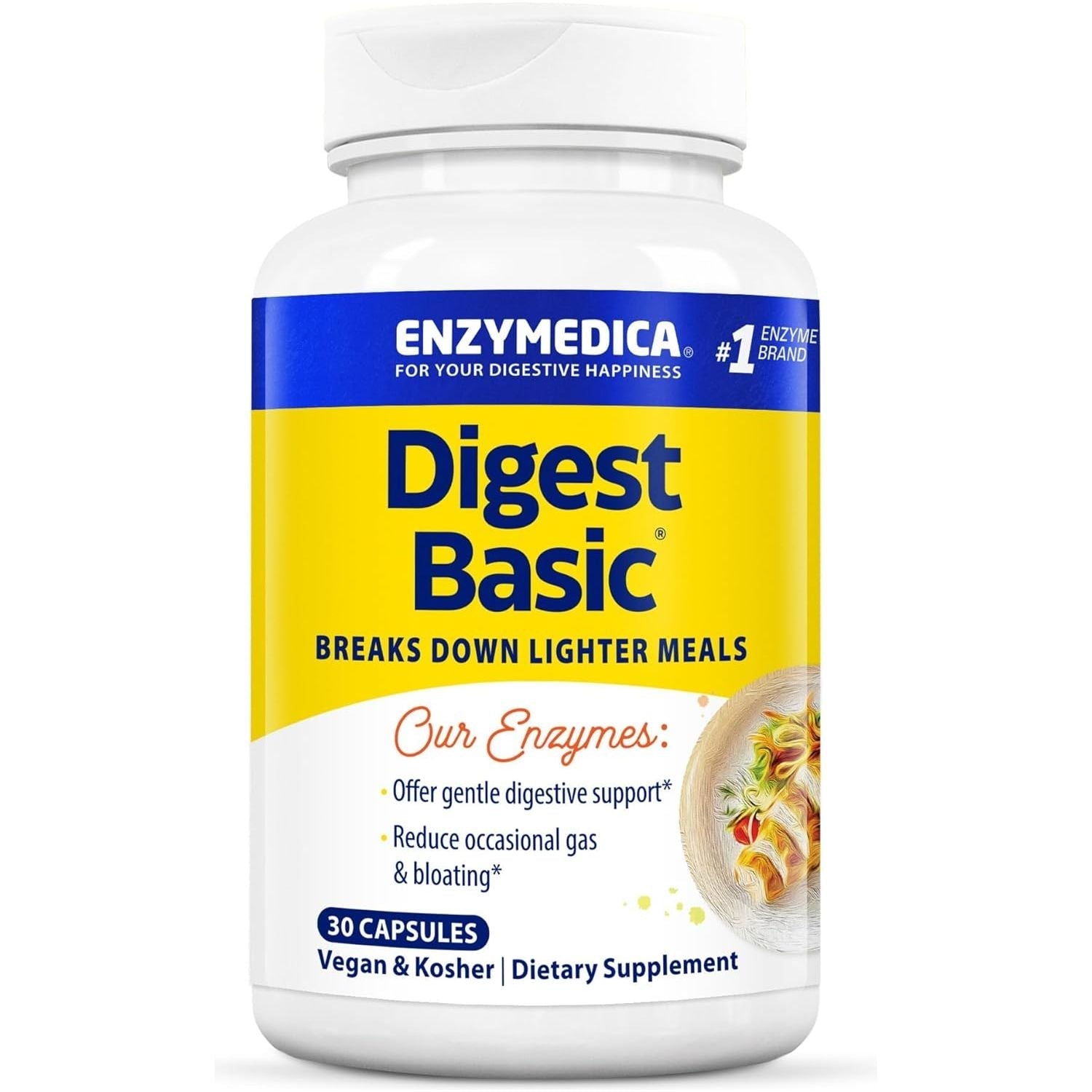 Enzymedica - Digest Basic, Essential Full Spectrum Digestive Enzymes, 30 Count