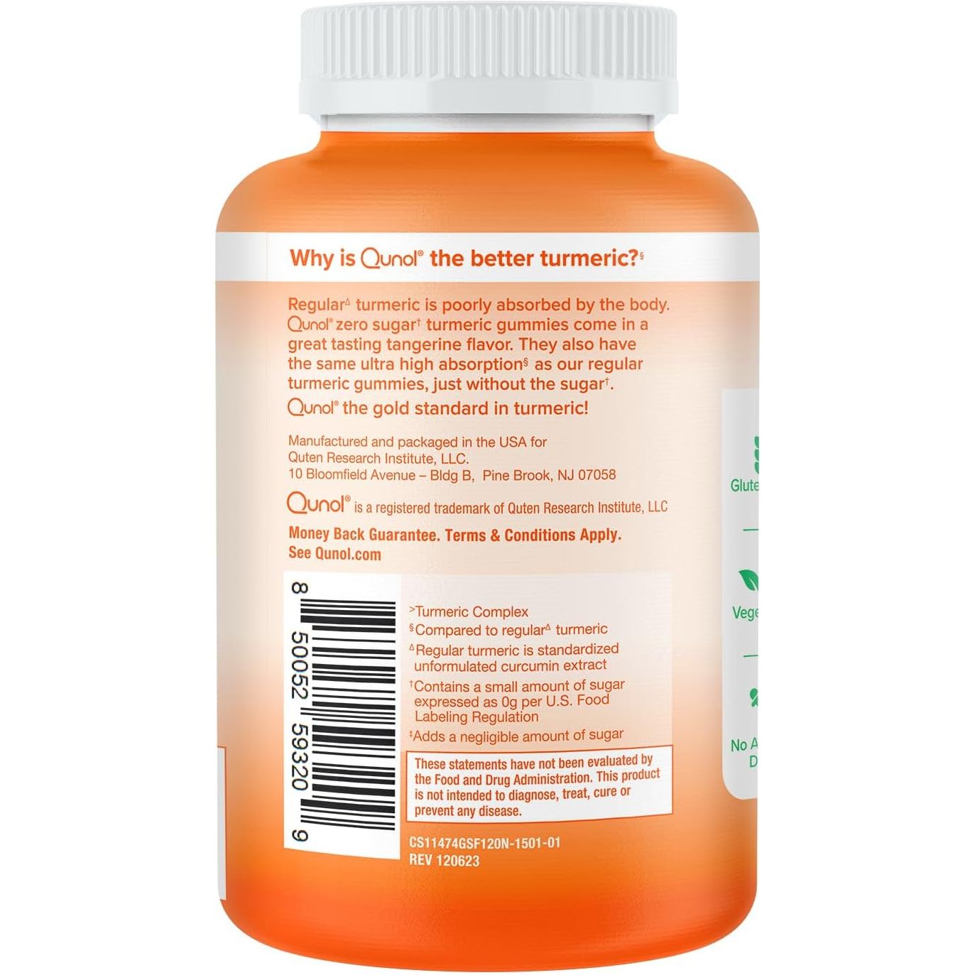 Qunol Zero Sugar Turmeric Gummies 500Mg Joint Support Supplement, 90 Count