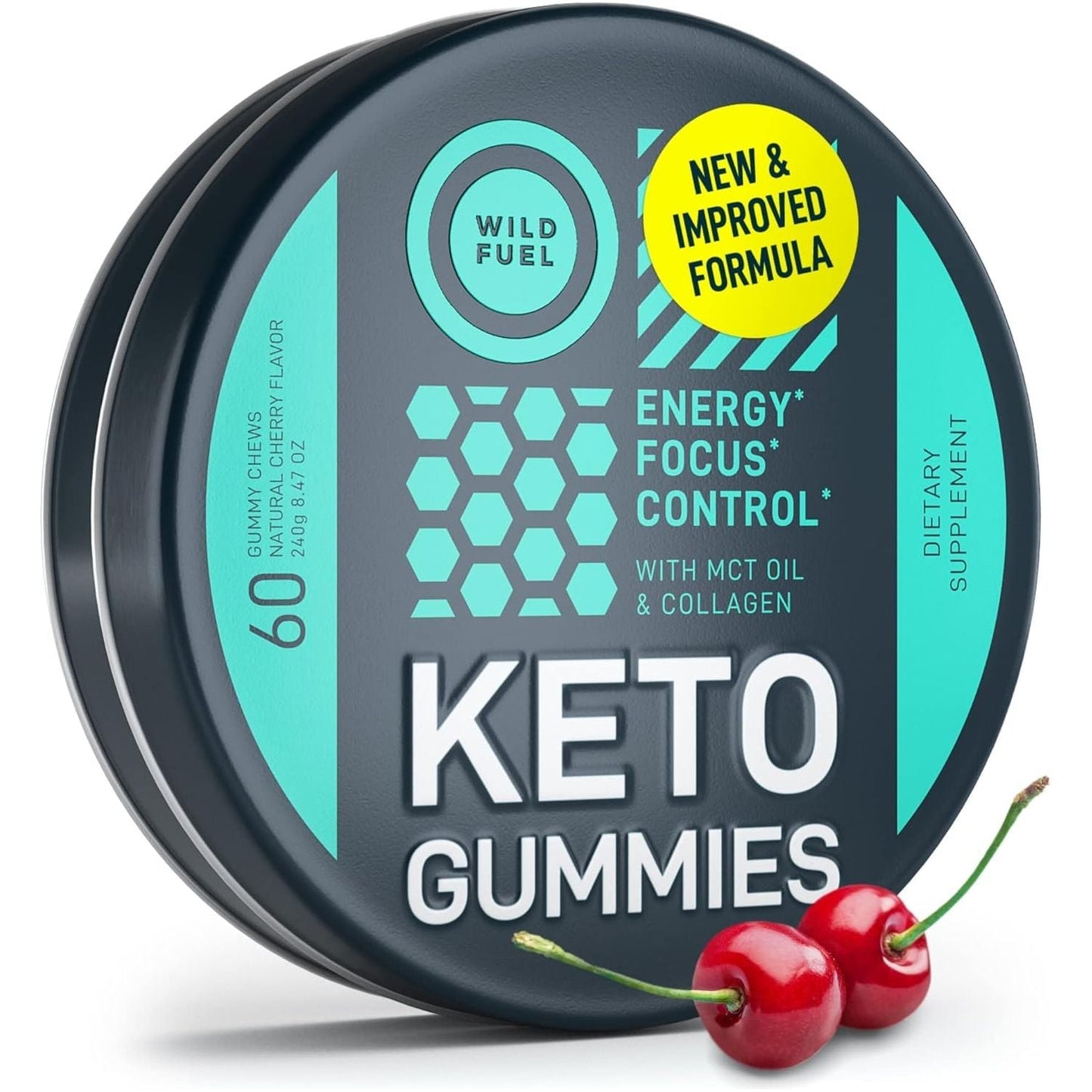Keto Candy MCT Oil Keto Gummies with Collagen - Pre Workout Keto Gummy Energy Chews -60 Chewables