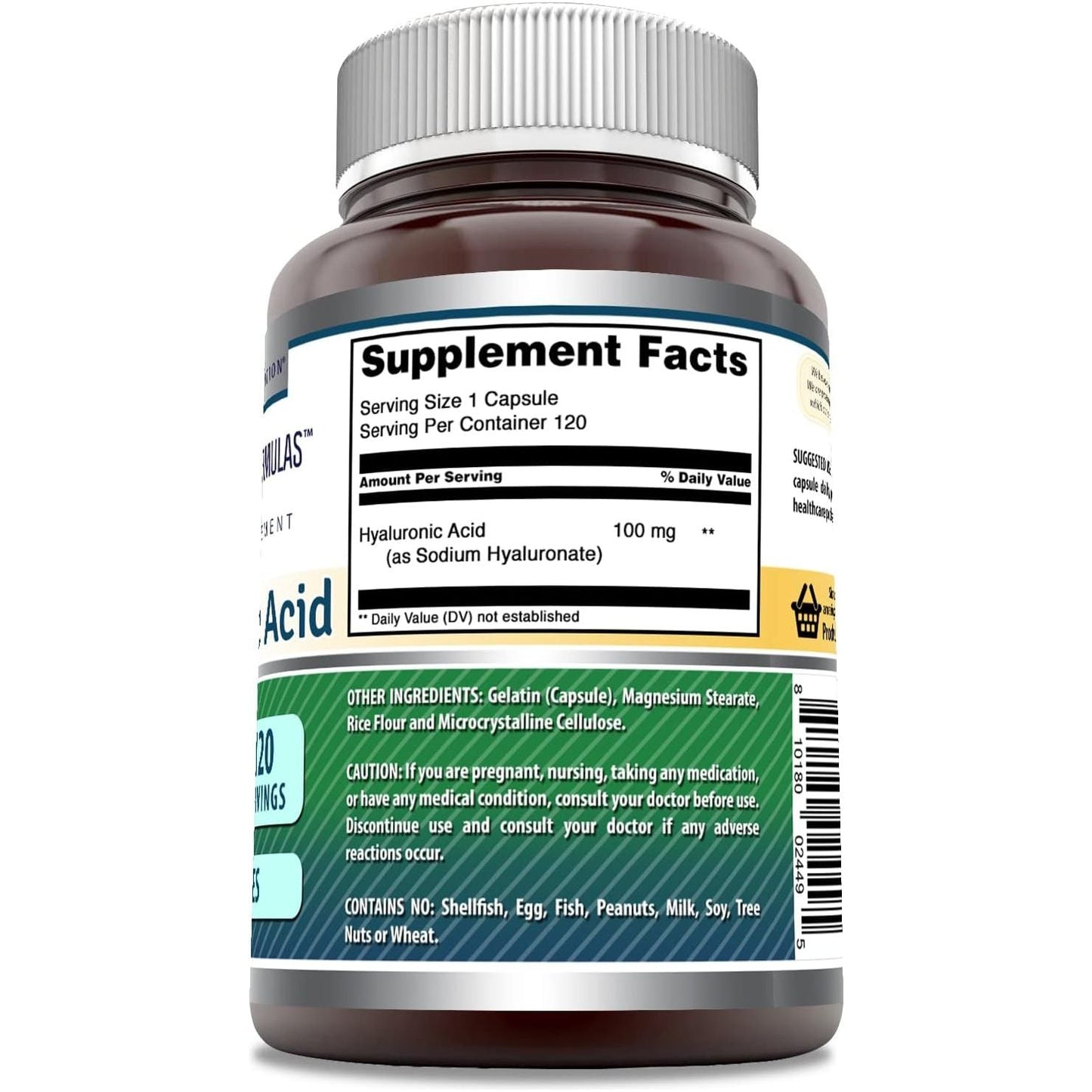 Amazing Formulas Hyaluronic Acid 100 Mg Capsules Supplement  (1 Pack, 120 Count)