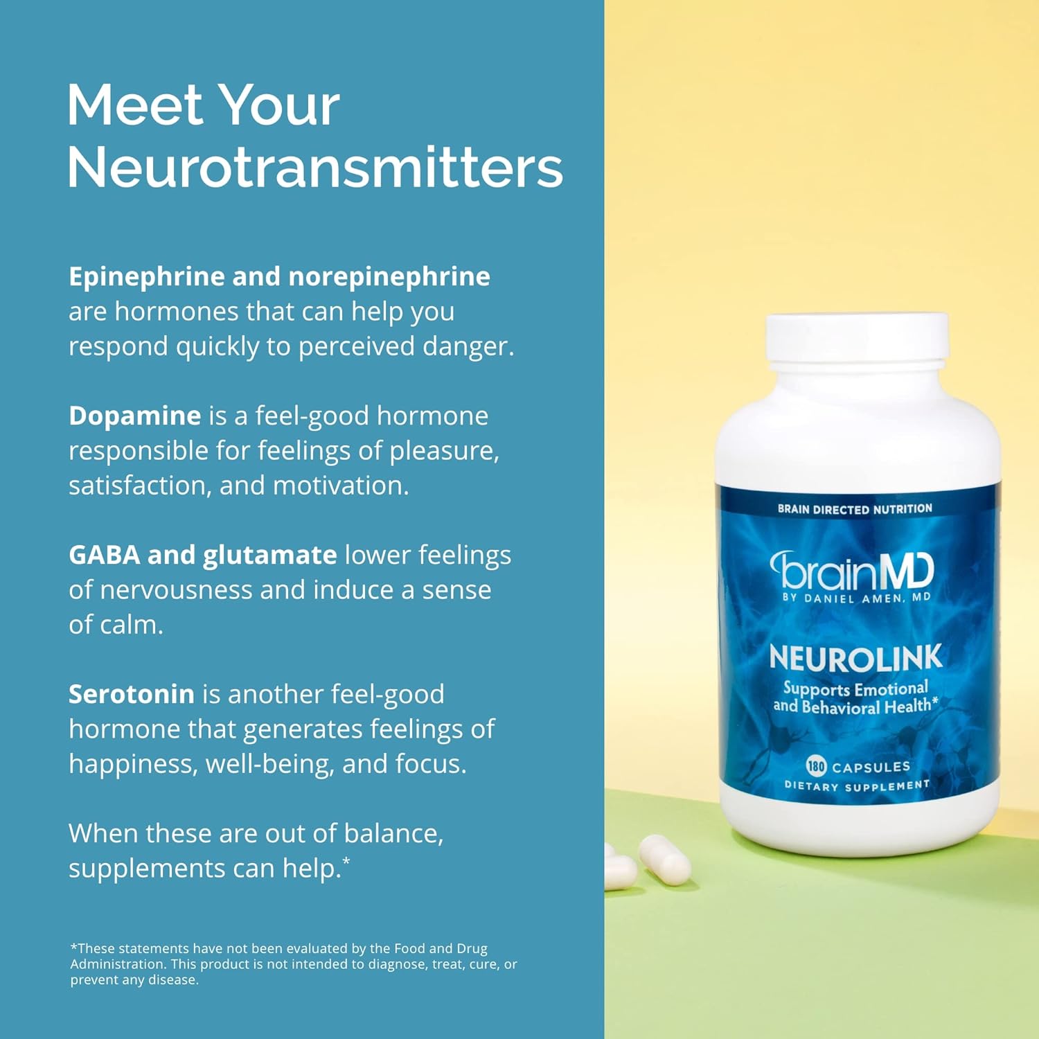 Dr Amen Brainmd Neurolink - Promotes Optimal Brain Function, Focus & Concentration - 45 Servings