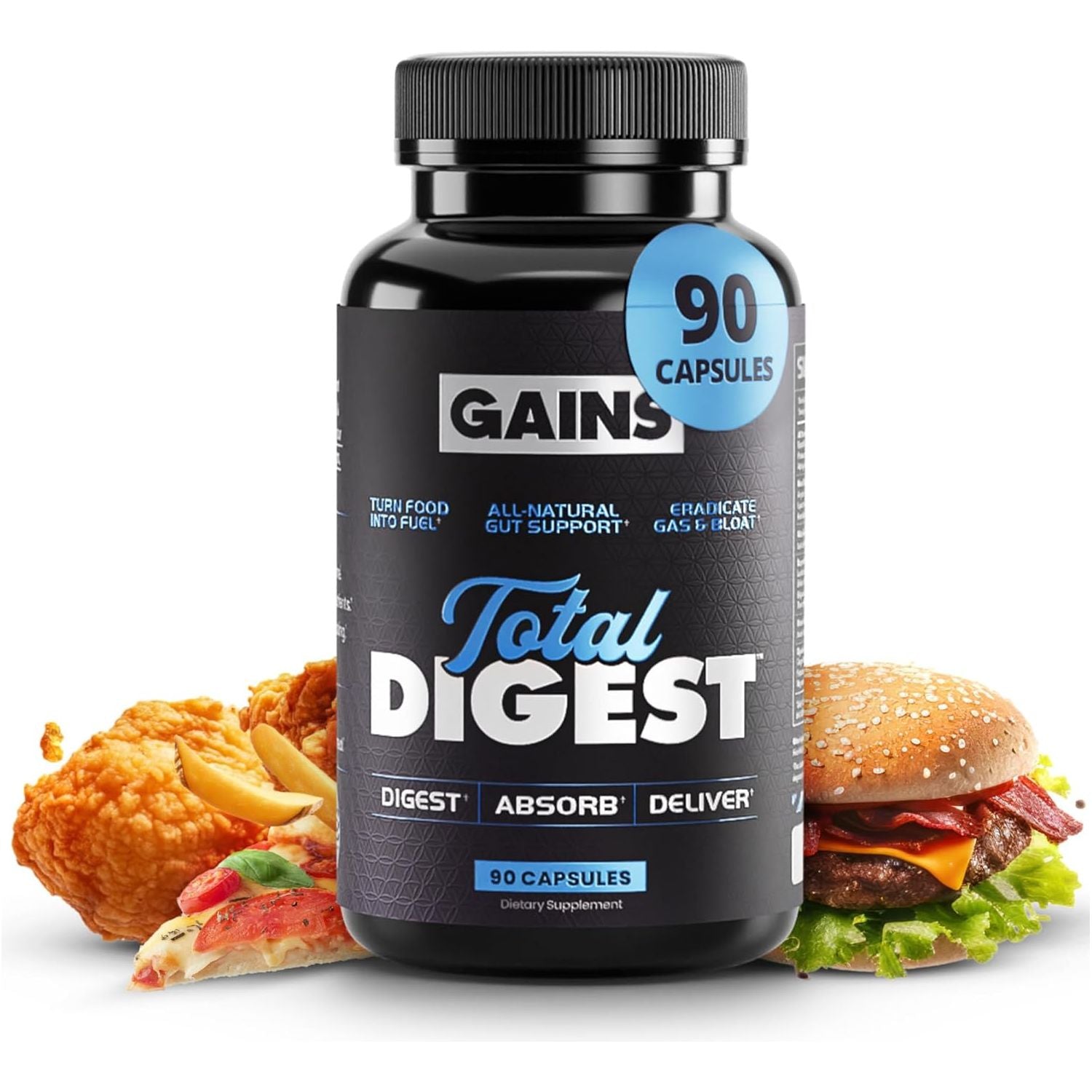 Gains in Bulk, Athlete Digestive Formula, Digestive Enzymes and Probiotics (90 Count)