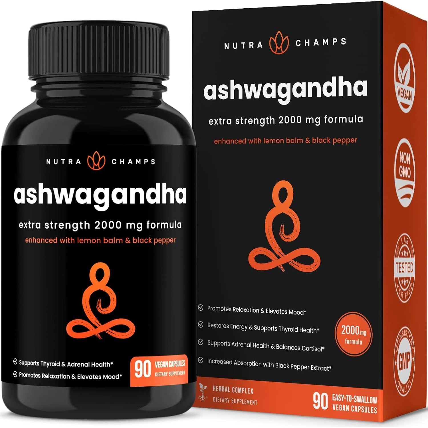 Nutrachamps Organic Ashwagandha Capsules, 2000Mg, Thyroid & Mood Support