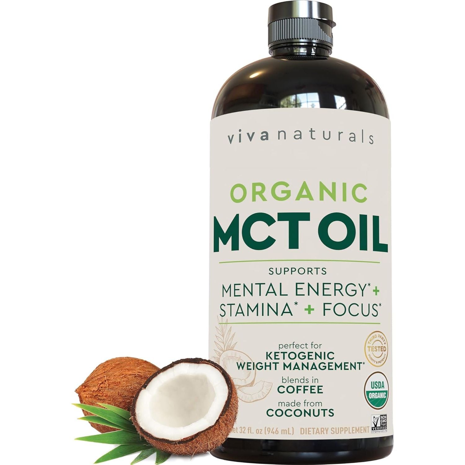 Viva Naturals Organic MCT Oil 32 Fl Oz