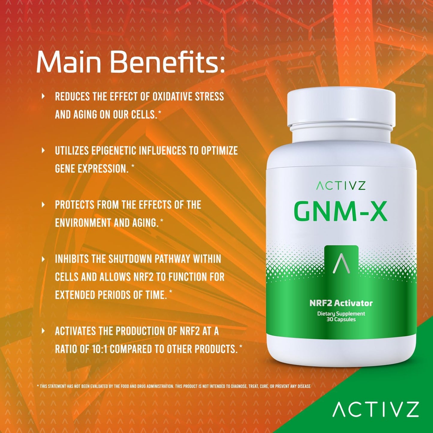 ACTIVZ GNM-X - Nrf2 Activator for Genetic Cellular Defense and Enhanced Well-Being 30 Capsules