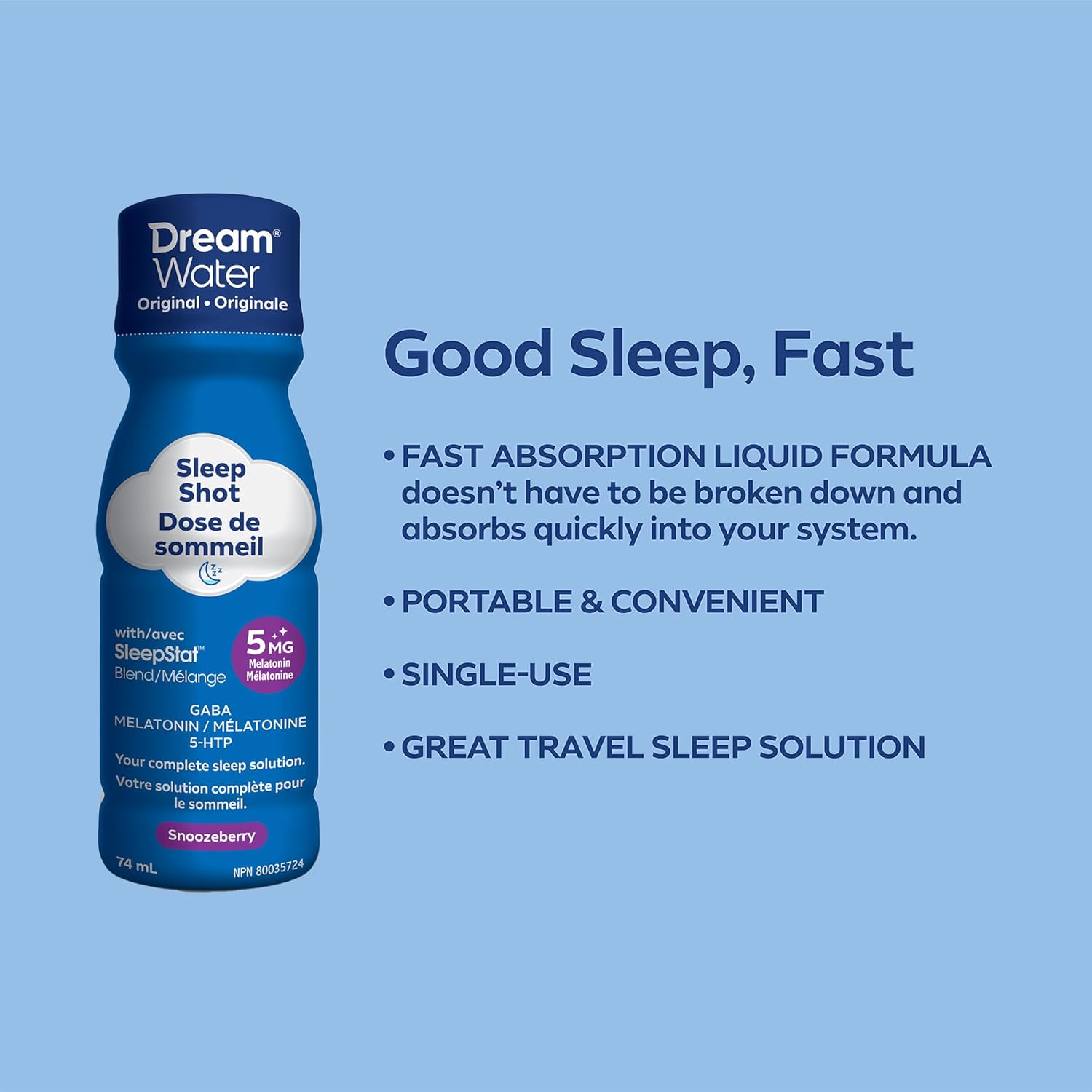 Dream Water Sleep Aid Supplement Drink : Melatonin 5Mg, GABA, 5-HTP, Zero Sugar