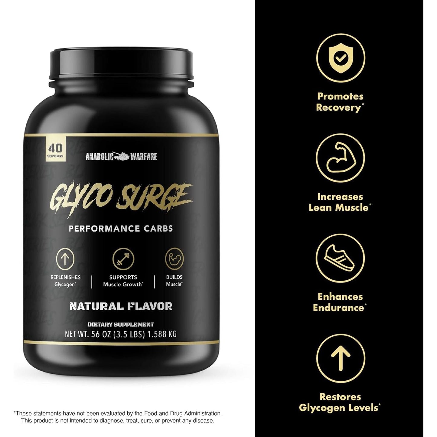 Anabolic Warfare Glyco Surge - Glycogen Supplement Performance Carbs to Help Lean Muscle Growth (40 Servings)