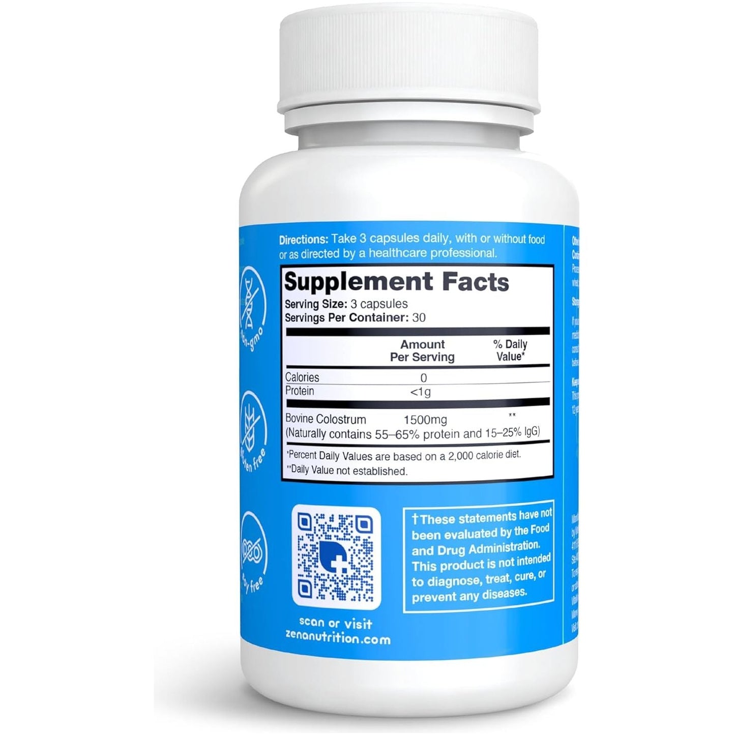 Zena Nutrition Bovine Colostrum Capsules Supplement for Gut Health, Immune & Digestive Support 90 Capsules