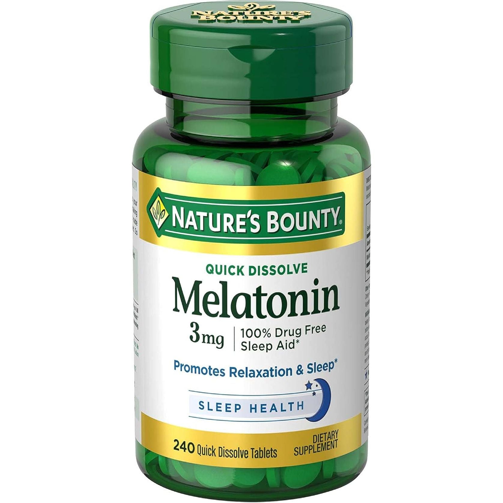 Nature’S Bounty Melatonin 3Mg, 100% Drug Free Sleep Aids for Adults 240 Count (Cherry Flavour)