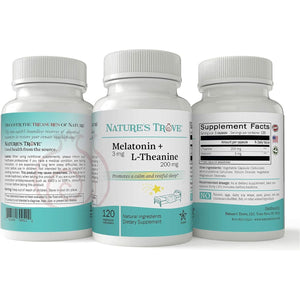 Nature'S Trove Melatonin 3Mg + L Theanine 200Mg – Calm and Relaxation – 120 Capsules