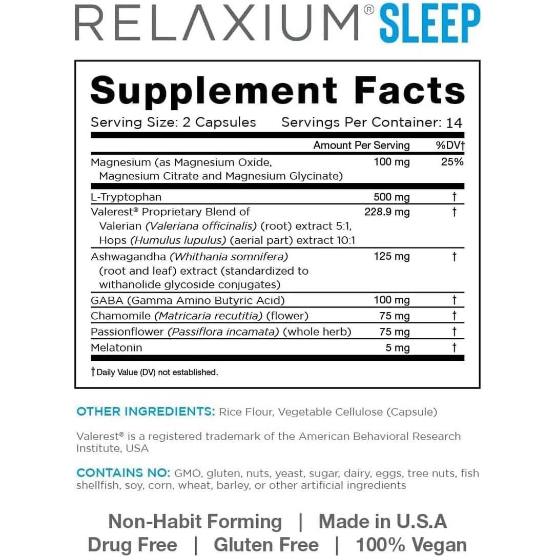 Relaxium Sleep Aid for Better Sleep 14-Day Supply (28 Vegan Capsules)