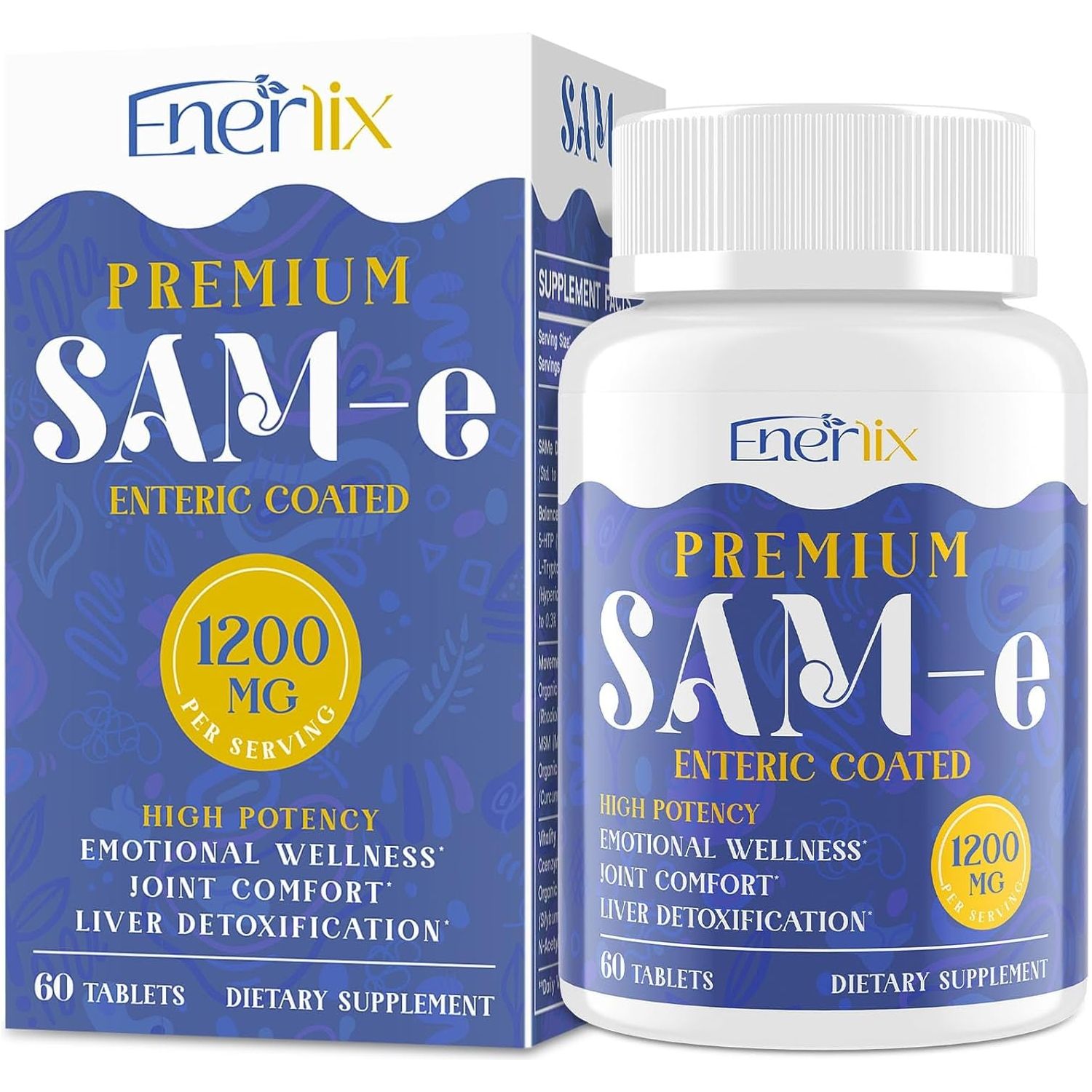 1200 MG SAM E Supplement for Brain, Mood, Joint, and Liver, 60 Tablets, Vegan