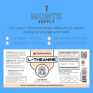 FWS L Theanine Liquid Drops, 200Mg - Helps to Promote Calmness, Relaxation, Improved Mood, Restful Sleep, for Adults and Kids