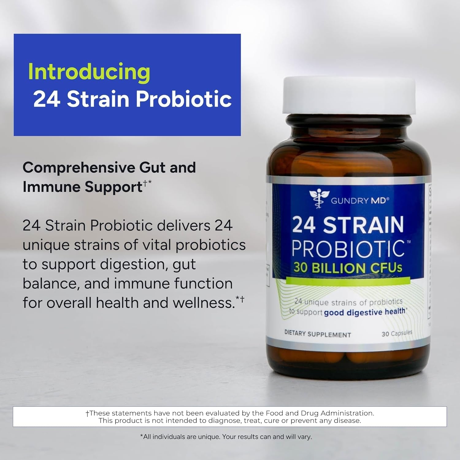 Gundry MD® 24 Strain Probiotic with 30 Billion Cfus, 30 Count