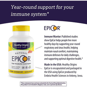 Healthy Origins Epicor (Immune Protection), 500 Mg - Plant-Based Immune Support Capsules - 150 Veggie Caps