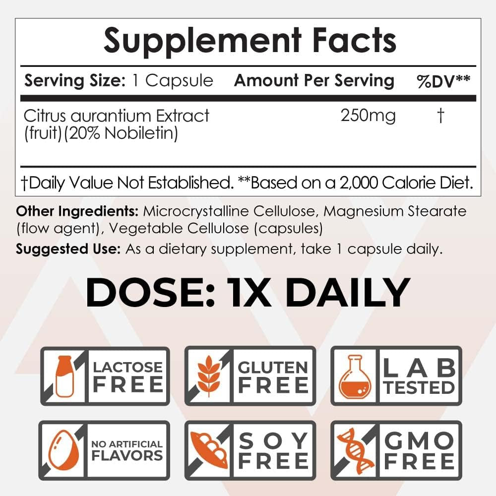 Nootropics Depot Nobiletin Capsules | 250Mg | May Help Suppot Cognitive & Metabolic Function 30 Count