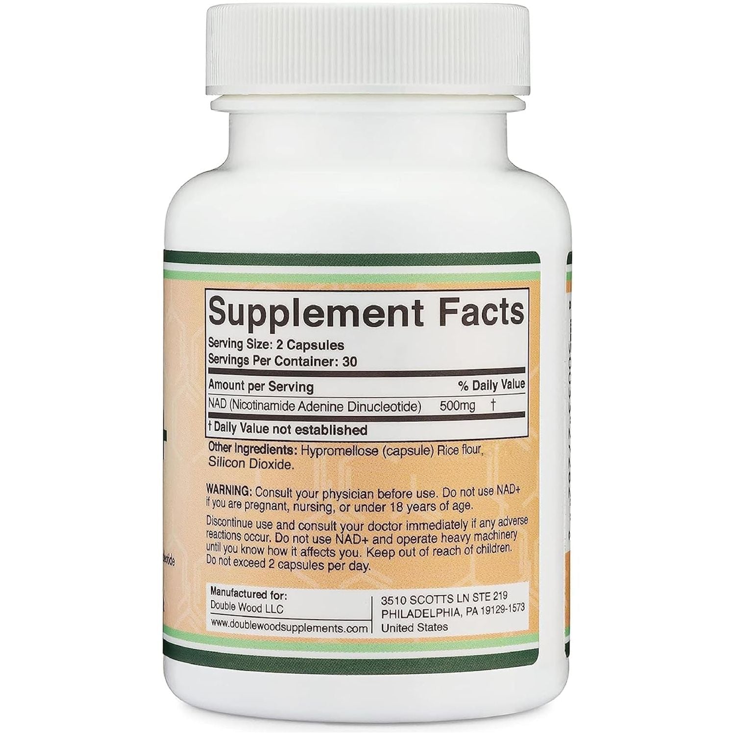 NAD Supplement (500Mg of 95% Pure NAD+ per Serving, 30 Day Supply) by Double Wood