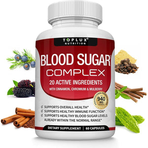 Blood Sugar Complex Supplement - Supports Healthy Blood Sugar Levels Already within Normal Range 60 Capsules