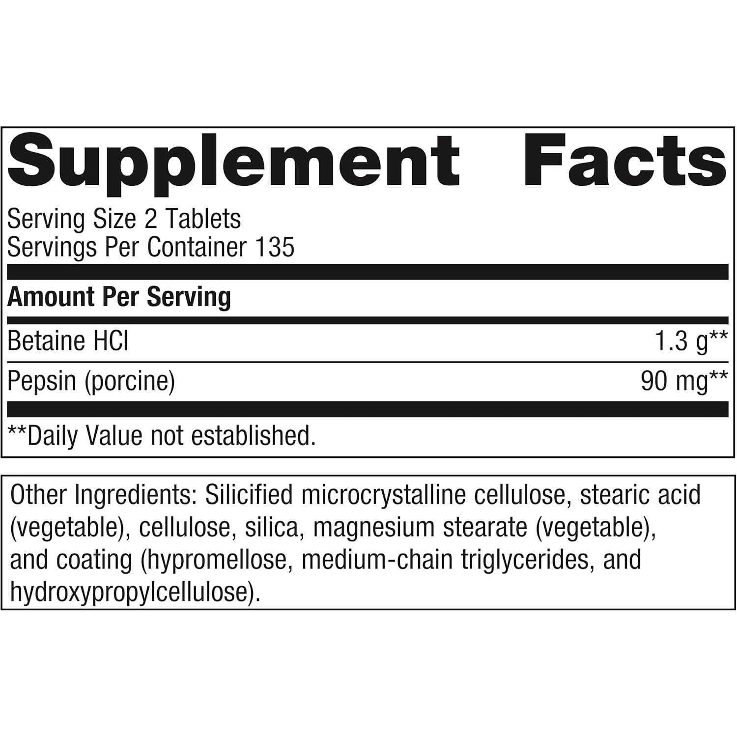 Metagenics Spectrazyme Betaine HCI + Pepsin - Supports Stomach Health & Aids in Digestion* 270 Tablets