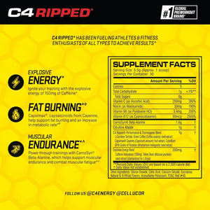 Cellucor C4 Ripped Pre Workout Powder Fruit Punch - Creatine Free + Sugar Free Preworkout - 150Mg Caffeine - 30 Servings