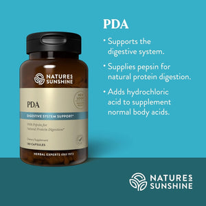 Nature'S Sunshine PDA Combination, Hydrochloric Acid and Pepsin Supplement That Helps Break down Proteins in the Digestive Tract 180 Capsules
