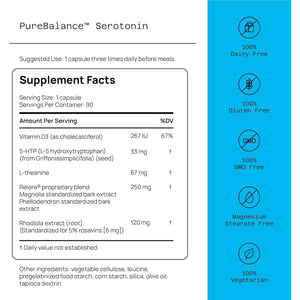 Quality of Life Pure Balance Serotonin Premium–Helps Boost Serotonin & Cortisol Levels 90 Capsules