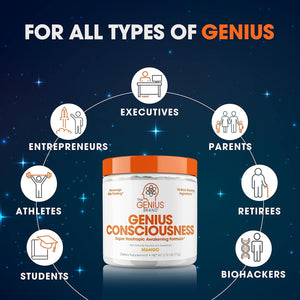 Genius Consciousness, Super Nootropic Brain Supplement Powder, Mango - Boost Focus, Cognitive Function, Concentration & Memory Booster