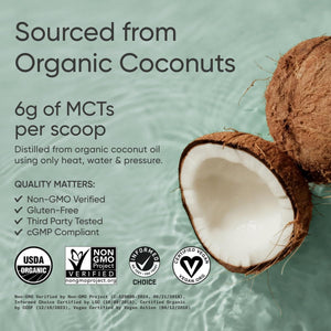 Sports Research Organic MCT Oil Powder - Keto & Vegan Mcts C8, C10 from Coconuts - Unflavored, 10.6 Oz