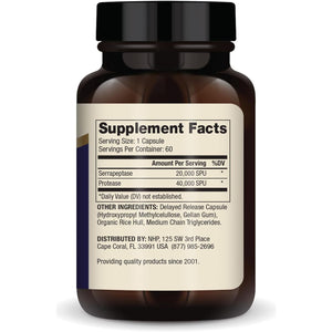 Dr. Mercola Serrapeptase Enzymes, Delayed Release, Supports Healthy Cellular Function, Non-Gmo (60 Capsules)